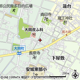 愛知県安城市大岡町（山伏）周辺の地図