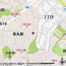 愛知県岡崎市中町東丸根172周辺の地図