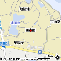 愛知県知多市岡田西宝面周辺の地図
