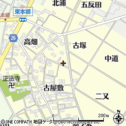 愛知県岡崎市東本郷町周辺の地図