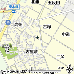 愛知県岡崎市東本郷町周辺の地図