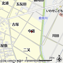 愛知県岡崎市東本郷町中道周辺の地図