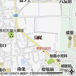 京都府向日市物集女町豆尾周辺の地図