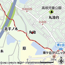 愛知県知多郡東浦町緒川丸池周辺の地図