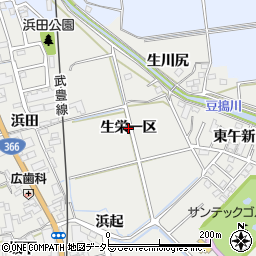 愛知県東浦町（知多郡）生路（生栄一区）周辺の地図