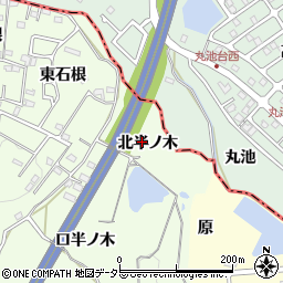 愛知県阿久比町（知多郡）白沢（北半ノ木）周辺の地図