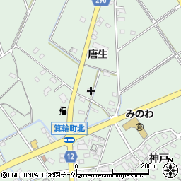 愛知県安城市箕輪町唐生周辺の地図