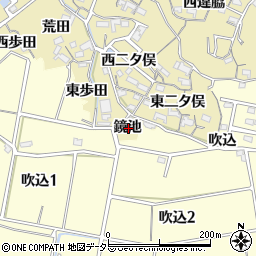 愛知県知多市岡田鏡池周辺の地図