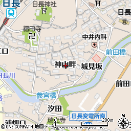 愛知県知多市日長神山畔周辺の地図