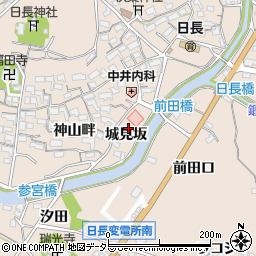 愛知県知多市日長城見坂周辺の地図