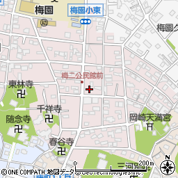 愛知県岡崎市梅園町周辺の地図