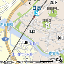 愛知県知多市日長江口周辺の地図