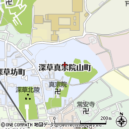 京都府京都市伏見区深草真宗院山町周辺の地図