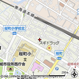 愛知県安城市桜町周辺の地図