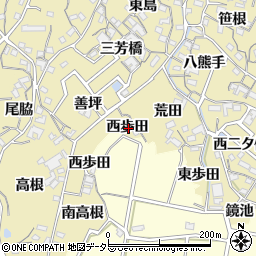 愛知県知多市岡田西歩田周辺の地図