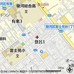 静岡県静岡市駿河区登呂1丁目6周辺の地図