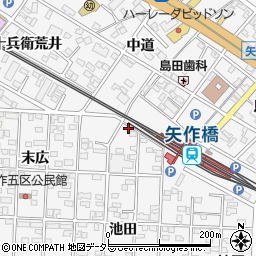 愛知県岡崎市矢作町池田周辺の地図