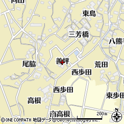 愛知県知多市岡田（善坪）周辺の地図