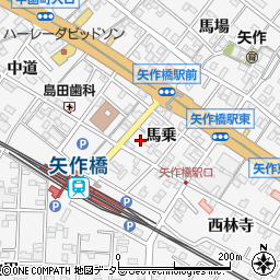 愛知県岡崎市矢作町馬乗86周辺の地図