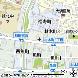 愛知県岡崎市材木町周辺の地図