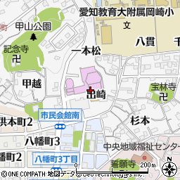 愛知県岡崎市六供町出崎周辺の地図