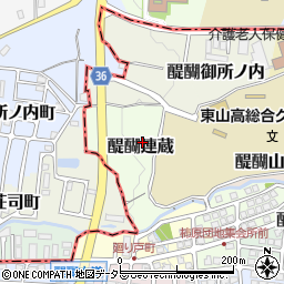 京都府京都市伏見区醍醐連蔵周辺の地図