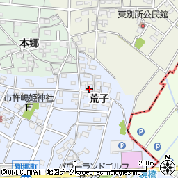 愛知県安城市別郷町荒子周辺の地図