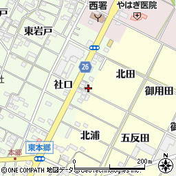愛知県岡崎市西本郷町社口76周辺の地図