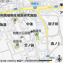 京都府向日市物集女町中条周辺の地図