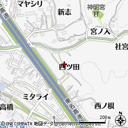 愛知県岡崎市小呂町四ツ田周辺の地図