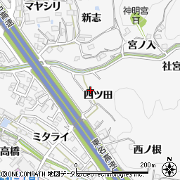 愛知県岡崎市小呂町（四ツ田）周辺の地図