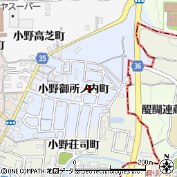 京都府京都市山科区小野御所ノ内町1-72周辺の地図