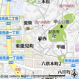 愛知県岡崎市六供町甲西周辺の地図