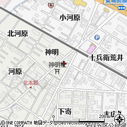 愛知県岡崎市北本郷町神明27周辺の地図