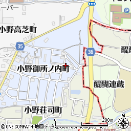 京都府京都市山科区小野御所ノ内町1-14周辺の地図