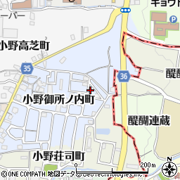 京都府京都市山科区小野御所ノ内町1-34周辺の地図