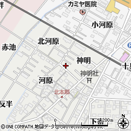 愛知県岡崎市北本郷町神明7-4周辺の地図