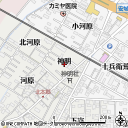 愛知県岡崎市北本郷町神明11-2周辺の地図
