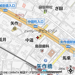 愛知県岡崎市矢作町中道周辺の地図