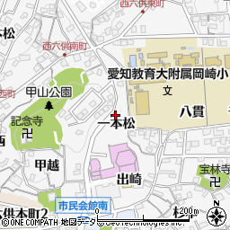 愛知県岡崎市六供町一本松22周辺の地図