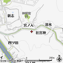 愛知県岡崎市小呂町（社宮神）周辺の地図