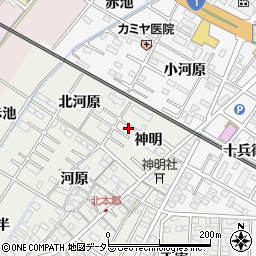 愛知県岡崎市北本郷町神明5周辺の地図