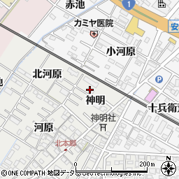 愛知県岡崎市北本郷町神明4周辺の地図
