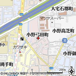 京都府京都市山科区小野弓田町周辺の地図