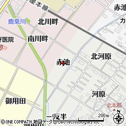愛知県岡崎市北本郷町赤池周辺の地図