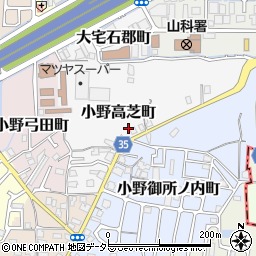 京都府京都市山科区小野高芝町66周辺の地図