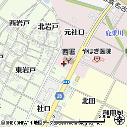 愛知県岡崎市暮戸町元社口42周辺の地図