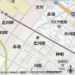 愛知県岡崎市北本郷町北河原周辺の地図