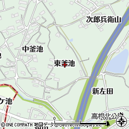 愛知県知多郡東浦町緒川東釜池周辺の地図