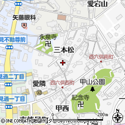 愛知県岡崎市六供町三本松28周辺の地図